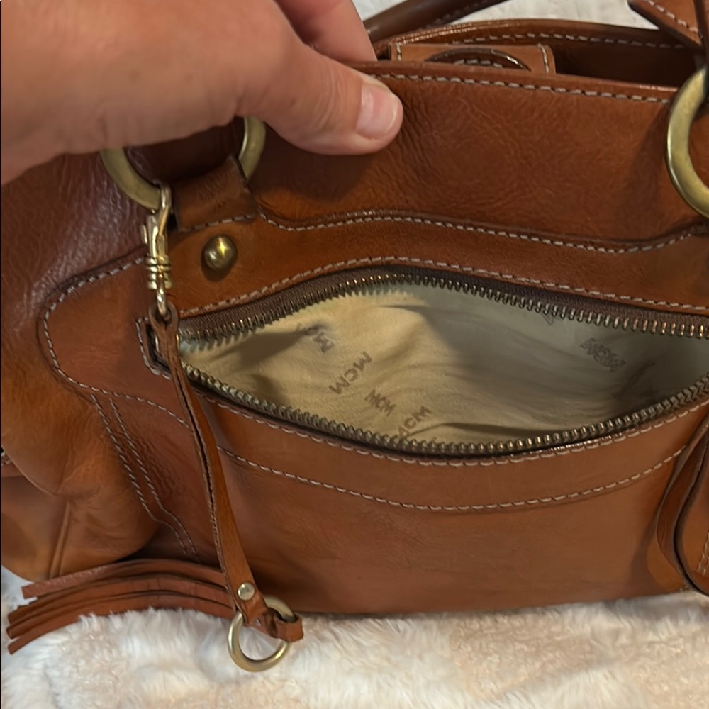 MCM Tan Leather Satchel vintage with COA - Picture 3 of 13